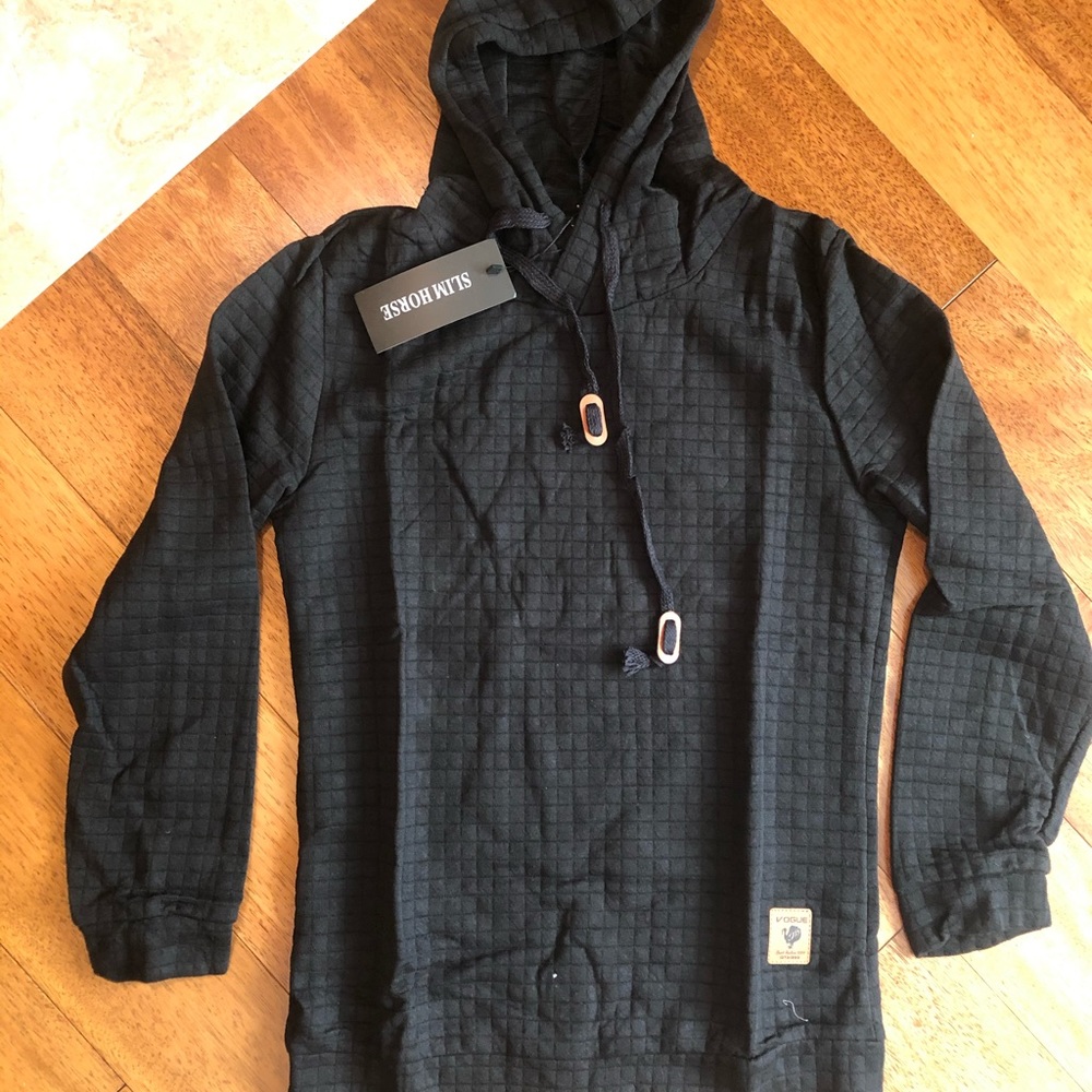 Slim Fit Knitted Drawstring Hoodie